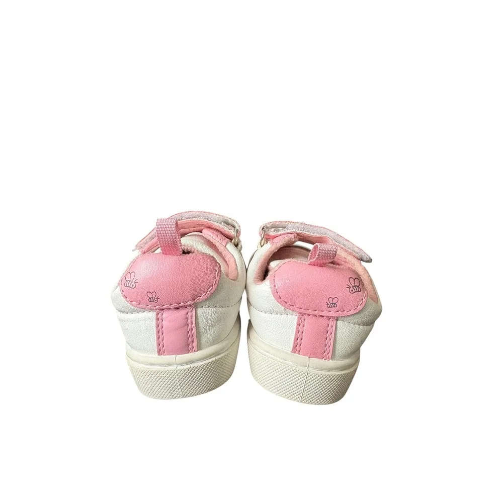 Disney Winnie the Pooh Toddler Shoes Size 4 Pink White Hook & Loop Baby Sneakers